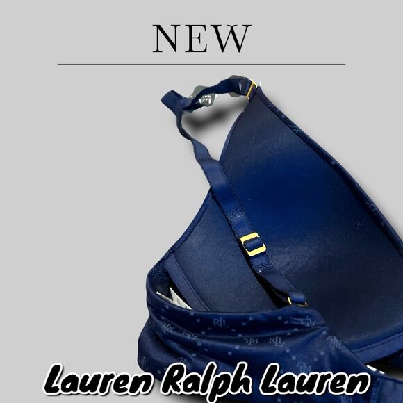 NWT Lauren Ralph Lauren T-Shirt Bra - Navy Blue - Size 34B - Picture 7 of 9